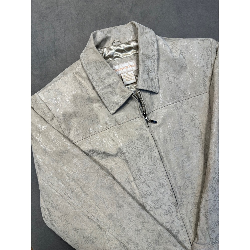 Monroe & Main‎ Women's Textured Rose Print Suede Jacket Size XXLCream White